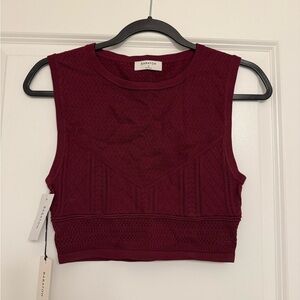 Babaton Deep Red Textured Crop Top NWT